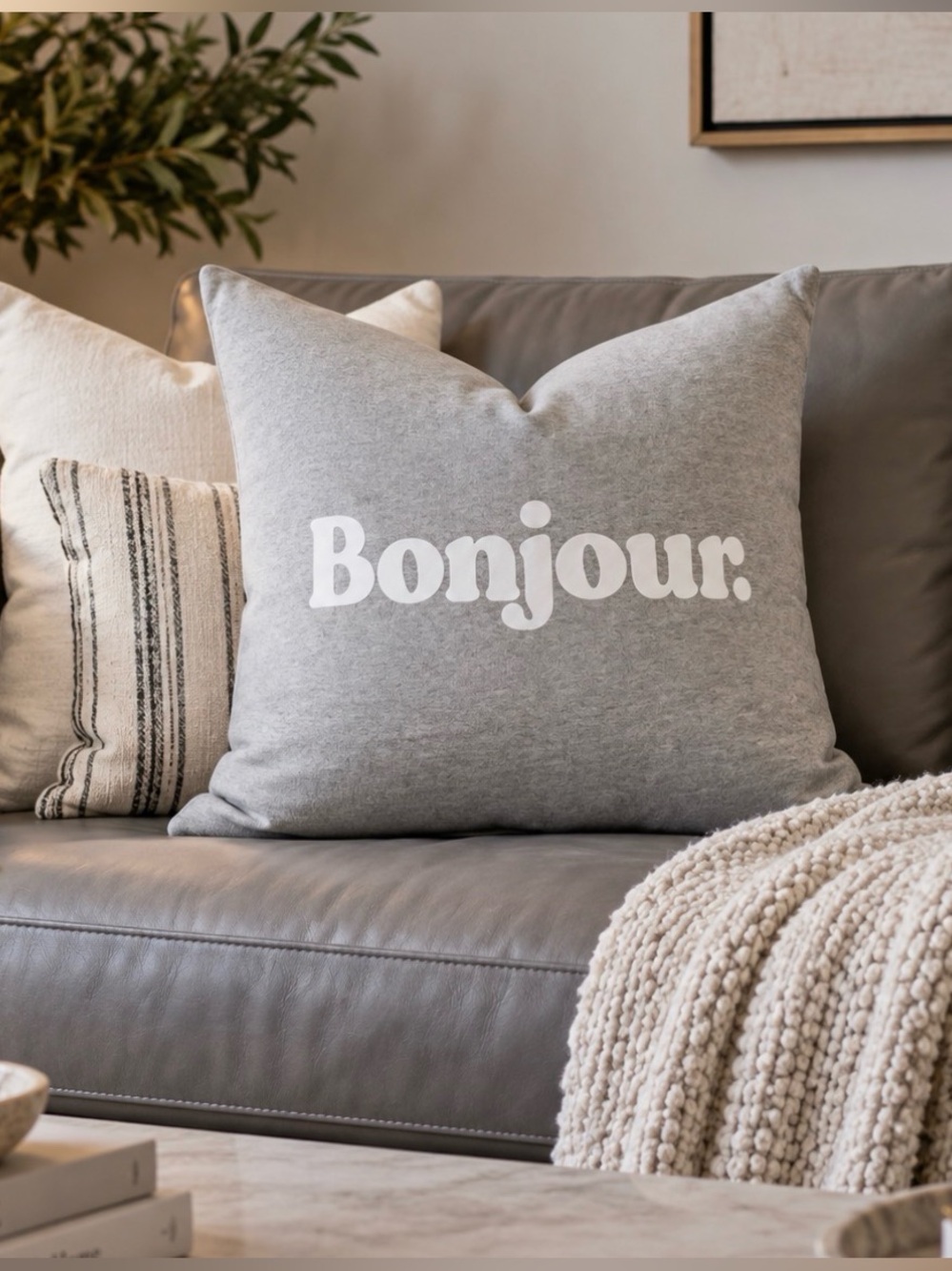 Gray Bonjour Pillow